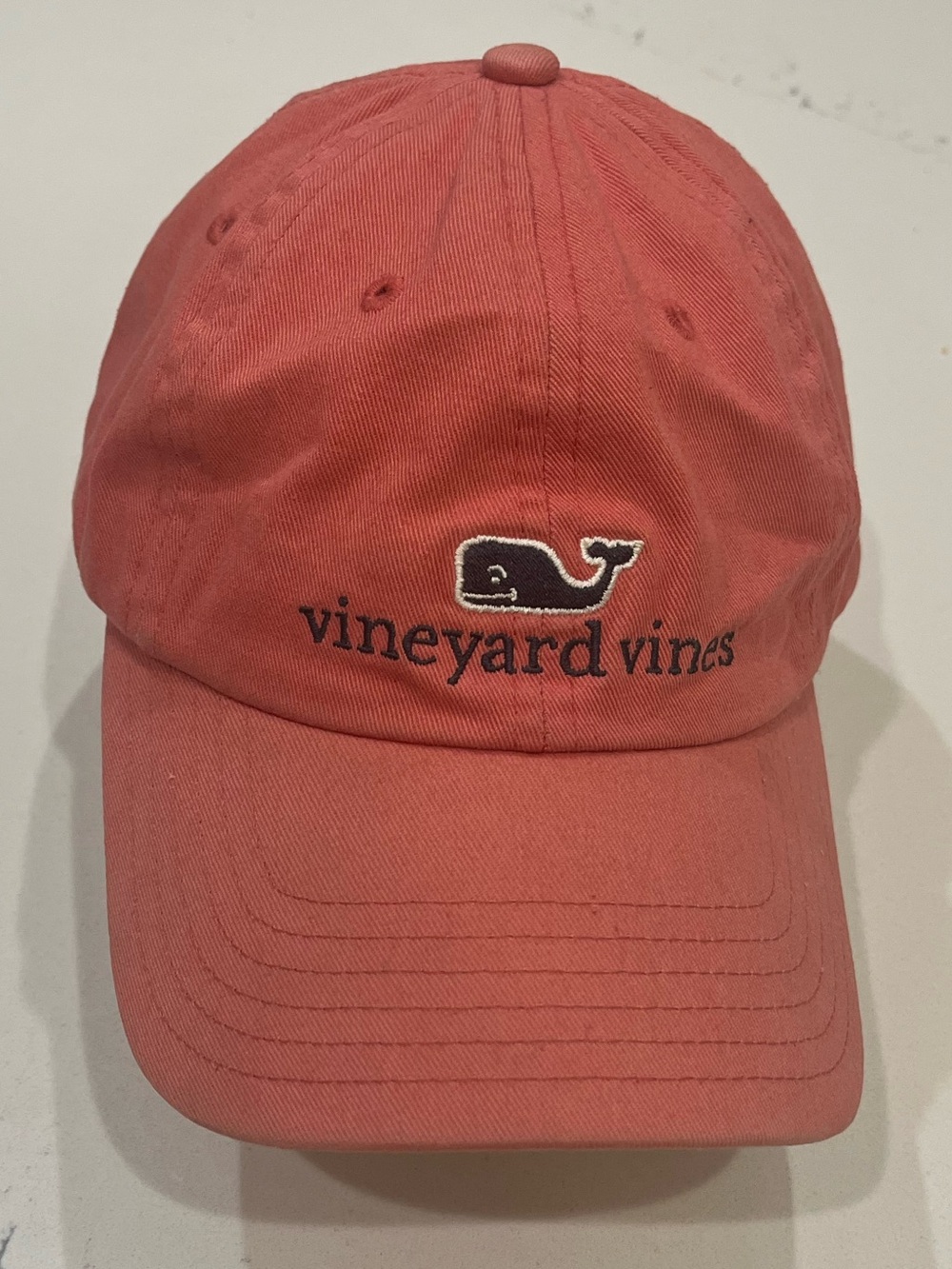 Vineyard Vines Pink Plush Whale Spell Out Adjustable Hat Cap Unisex Cotton VG